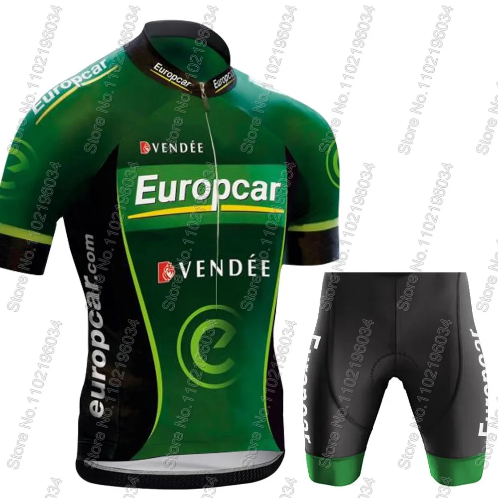 2026 チームヨーロッパカー サイクリングジャージセット 夏用サイクリングウェア メンズキット ロードバイクシャツスーツ 自転車ビブショーツ MTB マイヨ