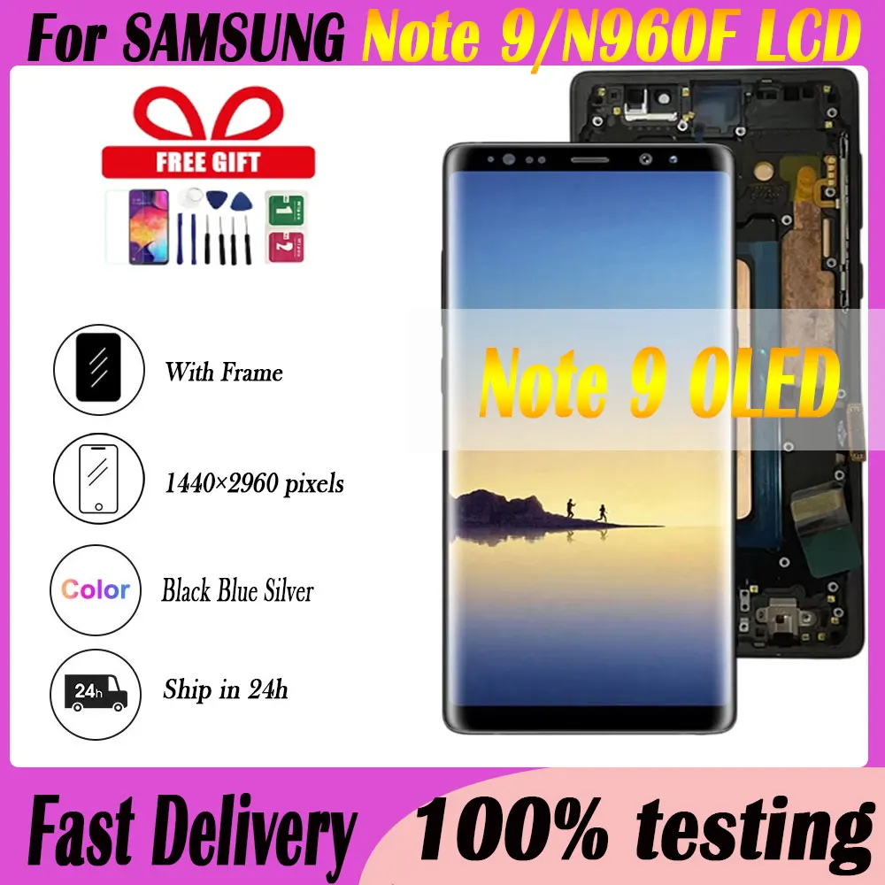 Super AMOLED Note9 LCD Touch Screen Digitizer Assembly for Samsung Note9 LCD N960 N960F N960U N960W Screen Pantalla Repair Parts