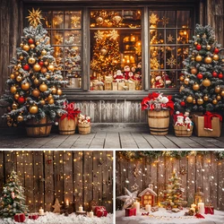 Bonvvie Christmas Backdrop Window Fireplace Xmas Tree Gift Winter Snow Baby Portrait Photography Background Decor Photo Studio