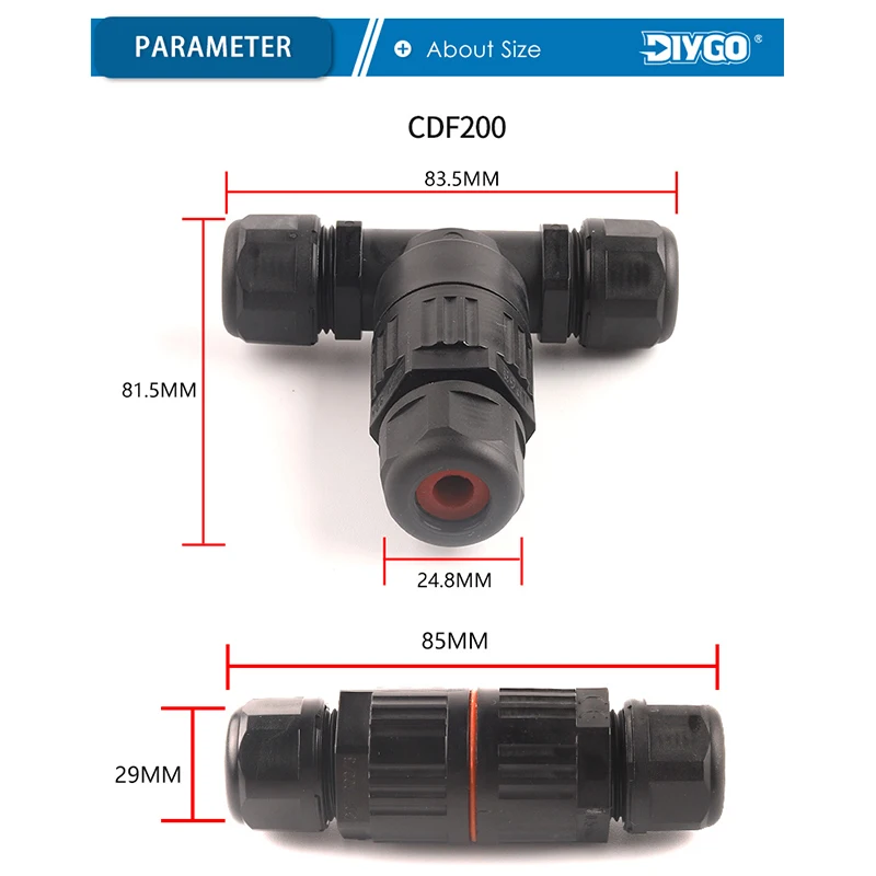 IP68 I/T Shape Waterproof Connector 2/3/5 Pin Wire Connectors Quick Screw Connect Push-in Terminals Electric Junction Box DIY GO