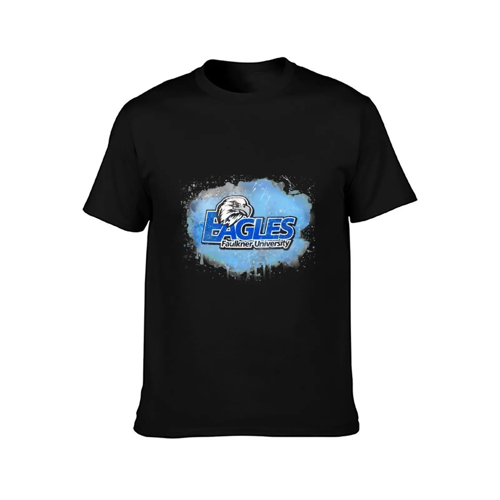 Faulkner University Rustic Watercolor Logo T-Shirt Basic Short Sleeve T-Shirt for Men
