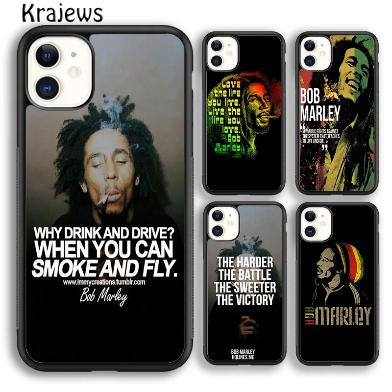 Krajews Bob Marleys Quotes Rasta Reggae Soft Phone Case For iPhone 16 15 SE2020 14 6 7 8 plus 11 12 13 pro max coque Fundas