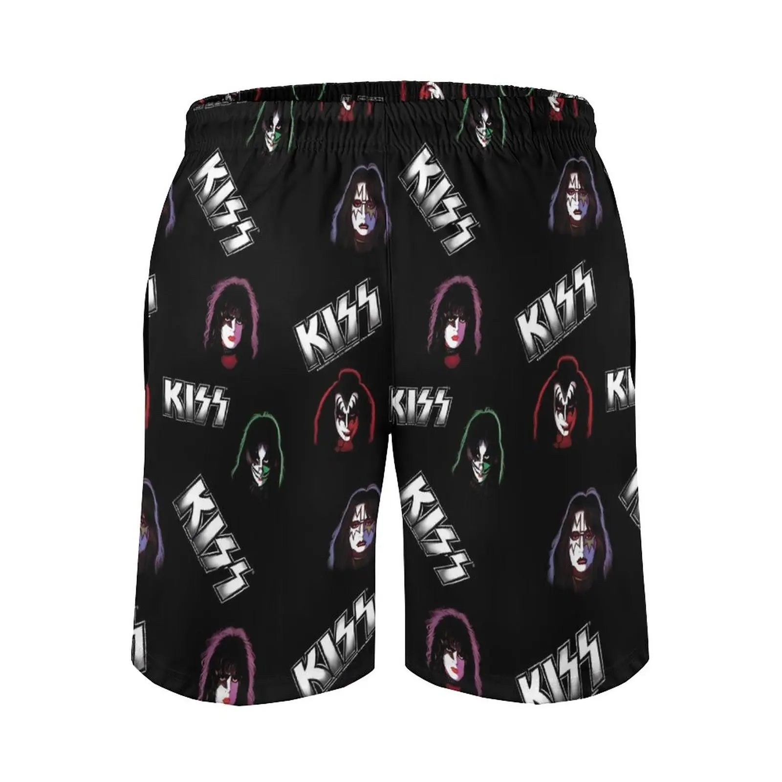 Kiss Band Board Shorts Elastic Waist Large Size Board Short  KISS Faces Logo Men Swimming Trunks Classic