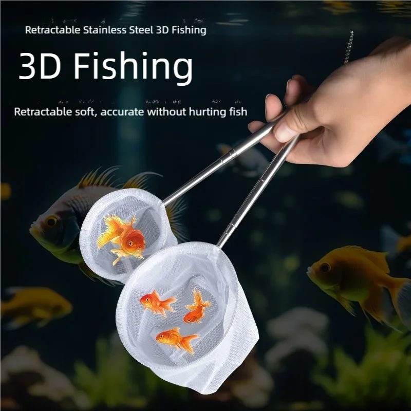 Stainless Steel Fine Net Fishing Net - Retractable and Durable Aquarium and Fish Tank To Catch Small Fish Accessories