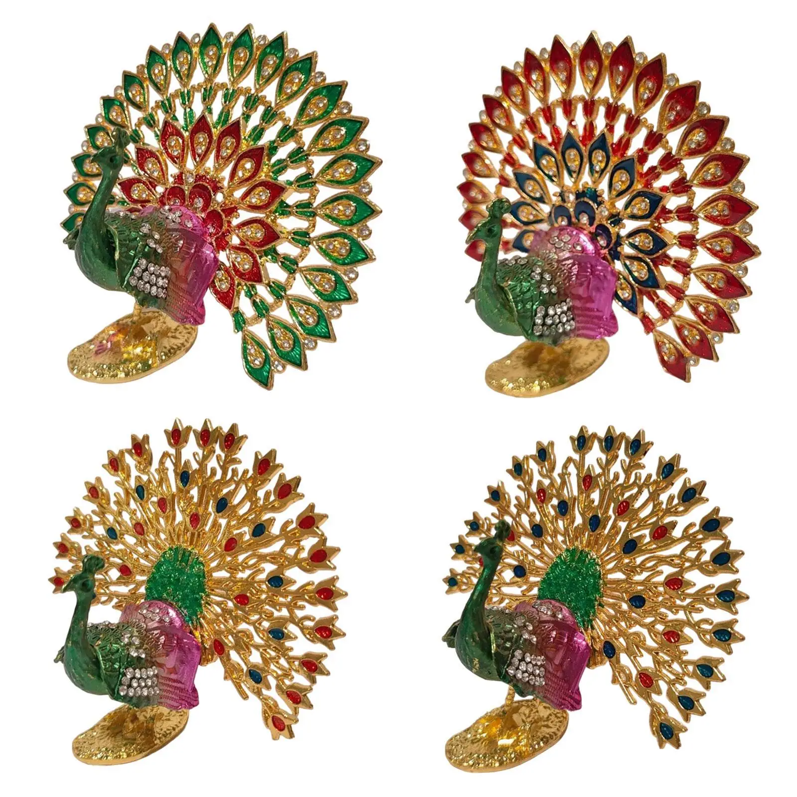 Mini Peacock Statue Decorative Home Furnishing Gift Display Artificial Ornament for Desktop Hotel Backyard Office Farmhouse