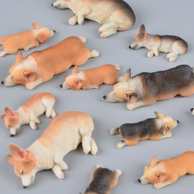 Simulation Puppy Model Action Figure Home Decor Welsh Corgi Pembroke Refrigerator Magnet Resin Dogs Figurines Toys for Kids Gift