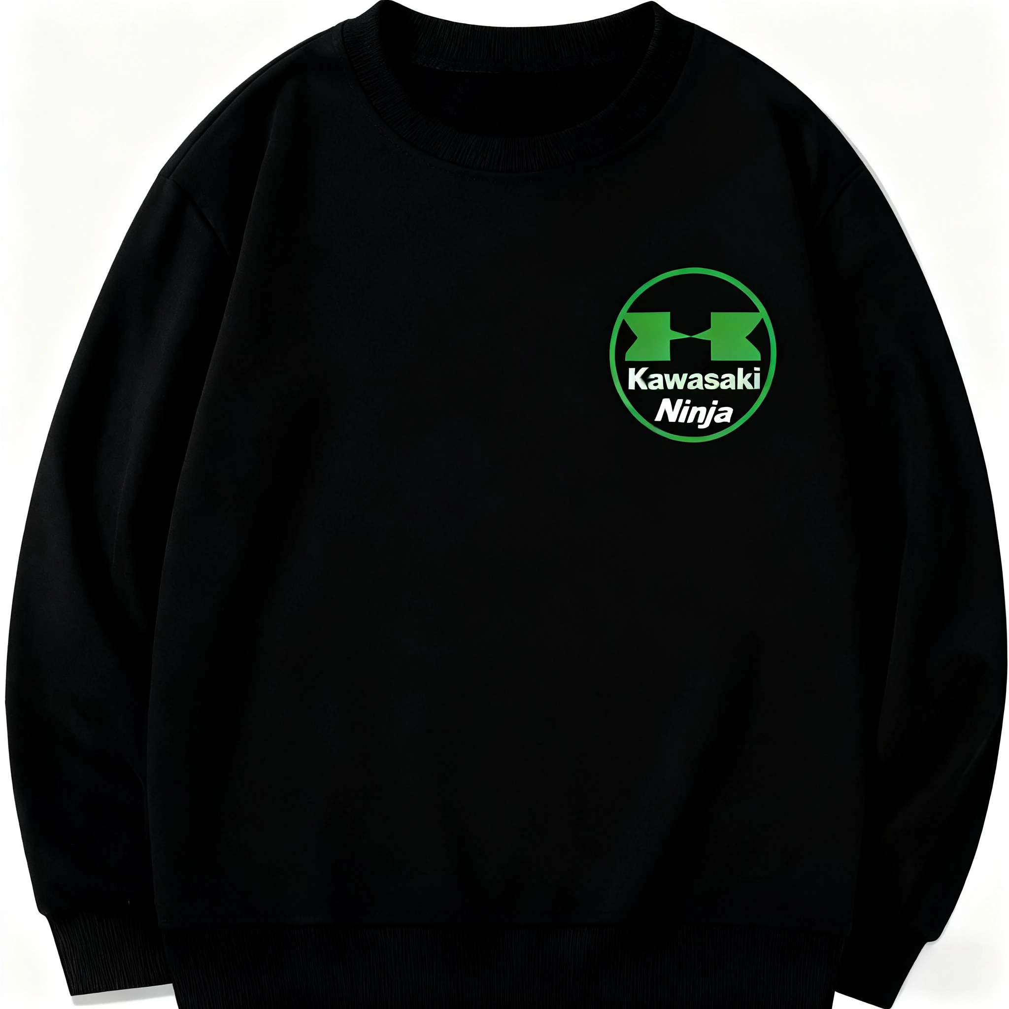 

New trendy Kawasaki motorcycle logo printed round-neck sweatshirt for men and women in the 2025 autumn/winter collection 08