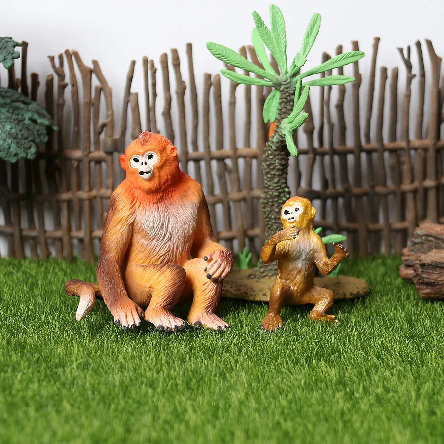 リアルなジャングルの類人動物動物チンパンジーマンドリルギブンインディールレムーゴールデンモンキーモデルアクションフィギュア教育玩具