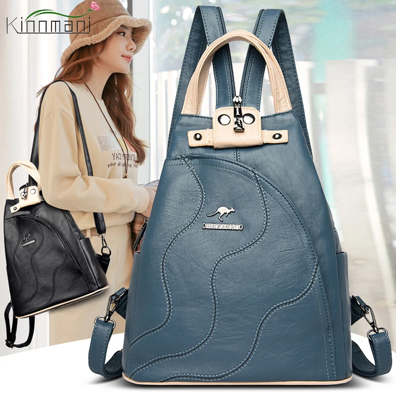 2022 Designer Women zaino in pelle Patchwork morbido zaino multifunzione borsa a tracolla da donna femminile borsa da ragazza Mochilas