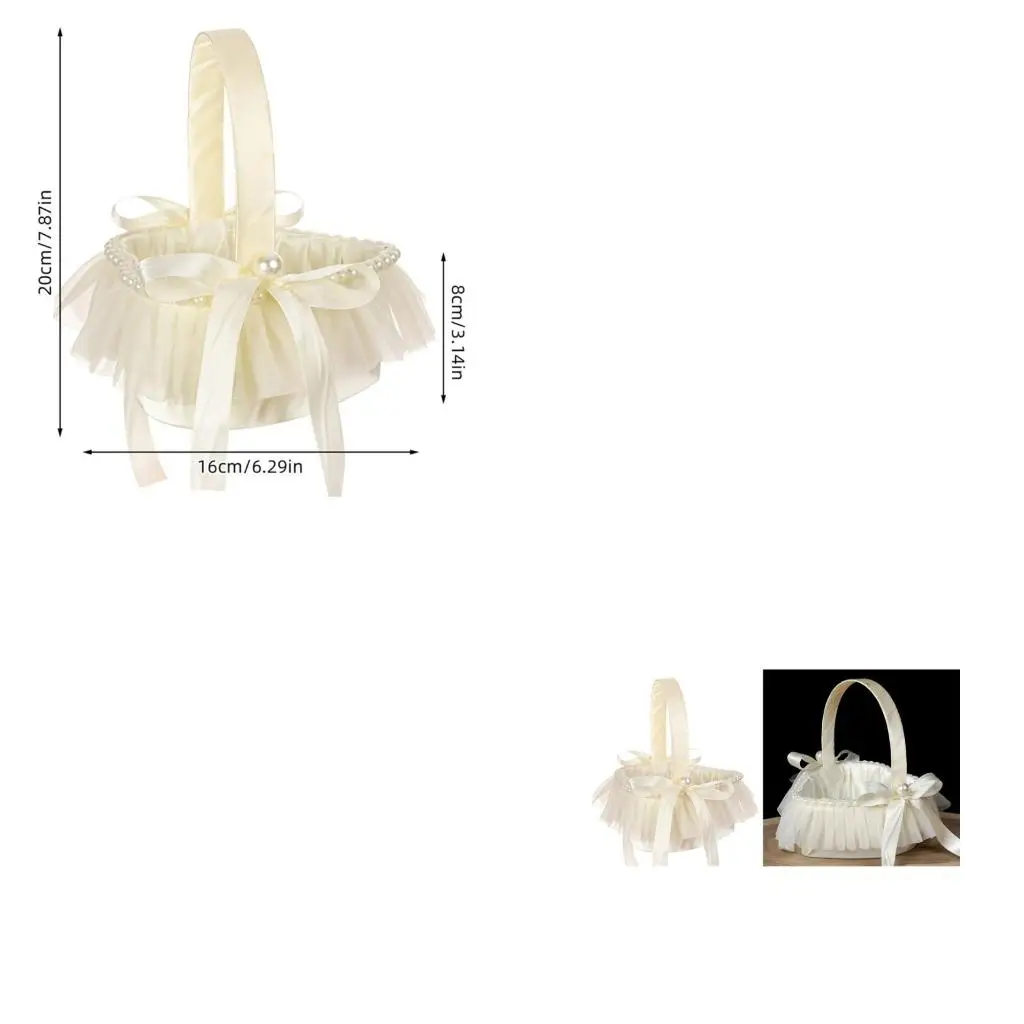  Wedding Basket Portable Western Wedding Decorative Flower Baskets with Lace Girl