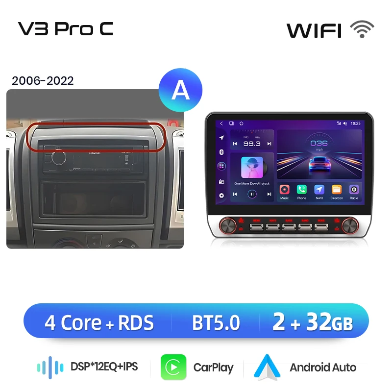 Junsun 13,1″ QLED Wireless CarPlay Android Auto Autoradio für Fiat Ducato Peugeot Boxer Citroen Jumper 2006-2015 DSP SWC RDS GPS