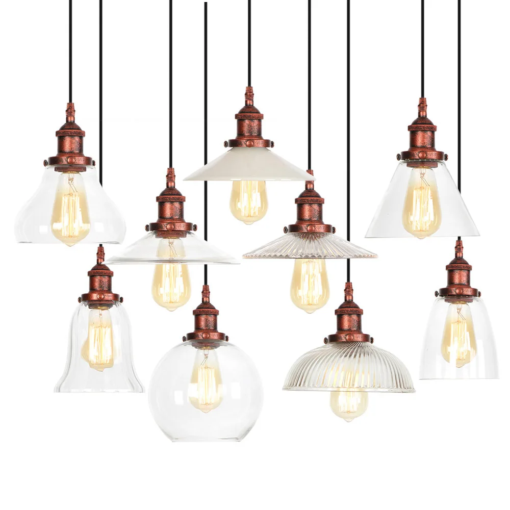 

Glass Single-head Chandelier Personality Bedroom Bedside Restaurant Led Lights Tea Shop Decoration Nordic Industrial Lighting