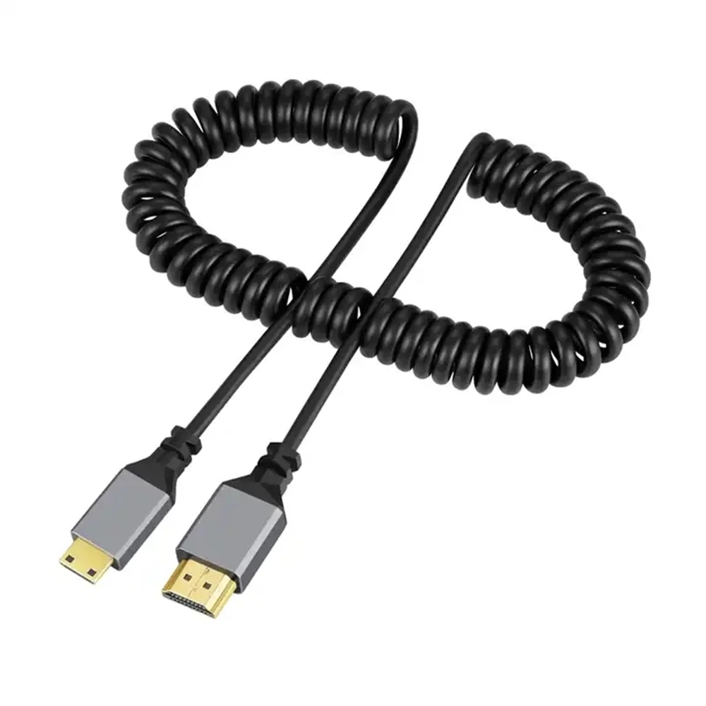 Mini HDMI to HDMI Cable spring wire design 0.5m-2.4m 4K@60Hz 3D male to male cable for Laptop Macbook Desktop to HDTV Projector