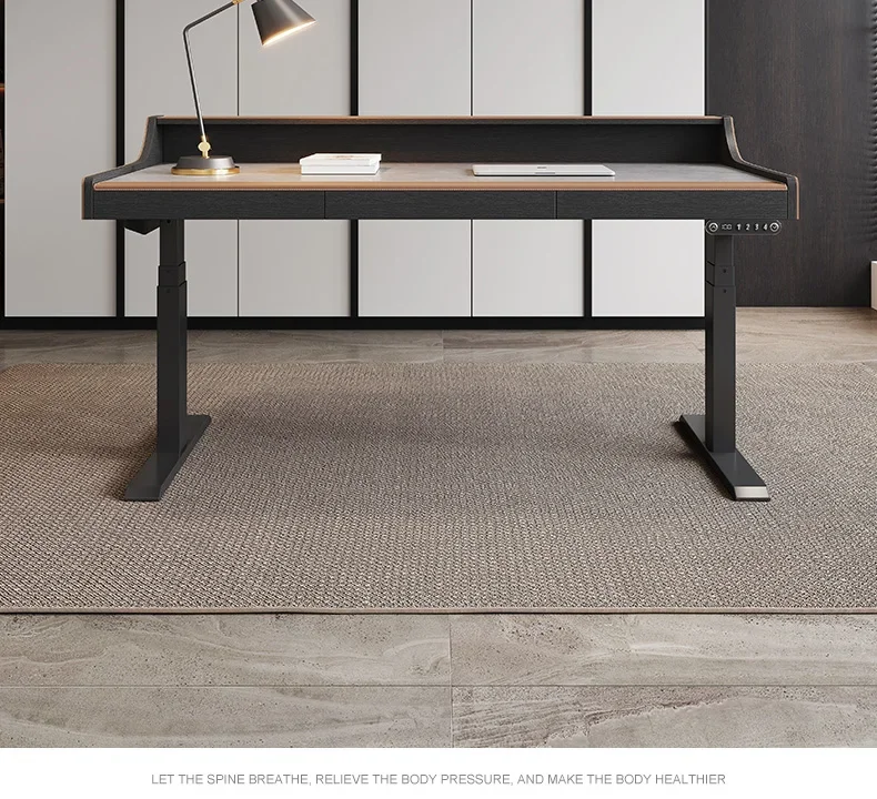 Electric Lifting Stone Plate Desk Light Luxury Modern Study Computer Desk Home Designer Model Italian Minimalist Desk