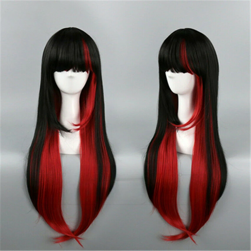 

Women's Long Black and Red Fashion Straight Hair Wig