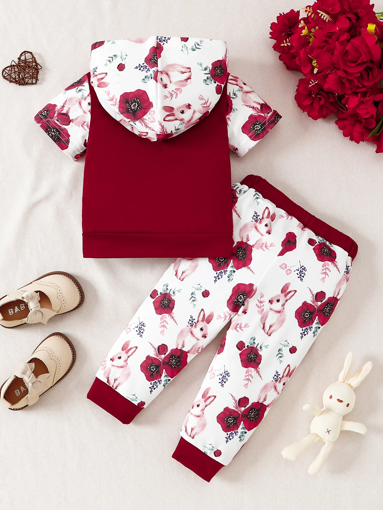 2-piece set, spring and autumn, girls' hooded sweatshirt and jogger pants set, for daily wear, school, outdoor play, for girls 2