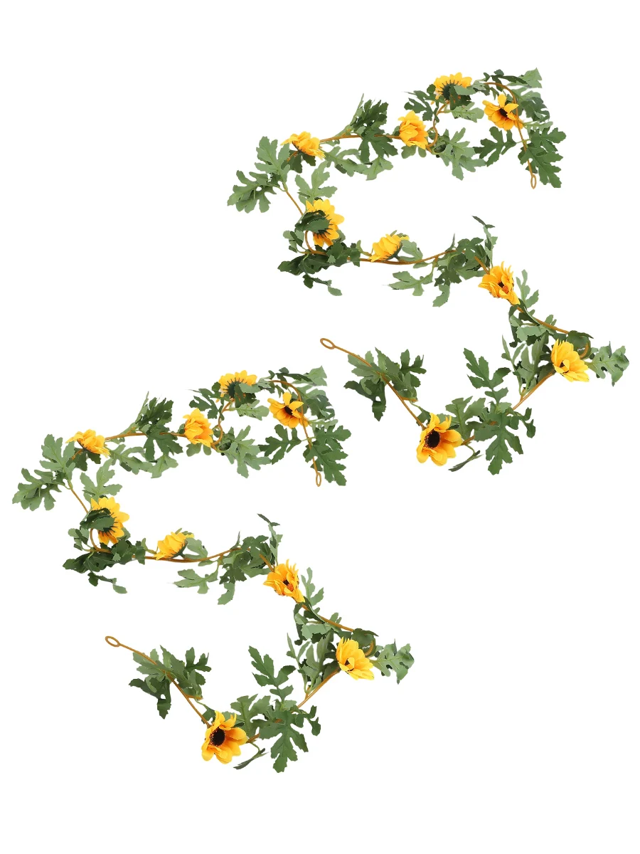 Artificial Sunflower Vine Garland 2 Pcs 175cm Long Floral Decoration for Walls Archways Centerpieces and Event Styling