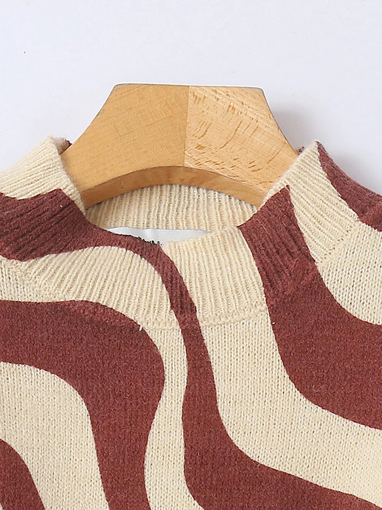 Collar Floral Knitted Dr Casual Long Sve Women's Overhead Sweater Dr Elastic Spring Autumn New Sle Warmth Heating