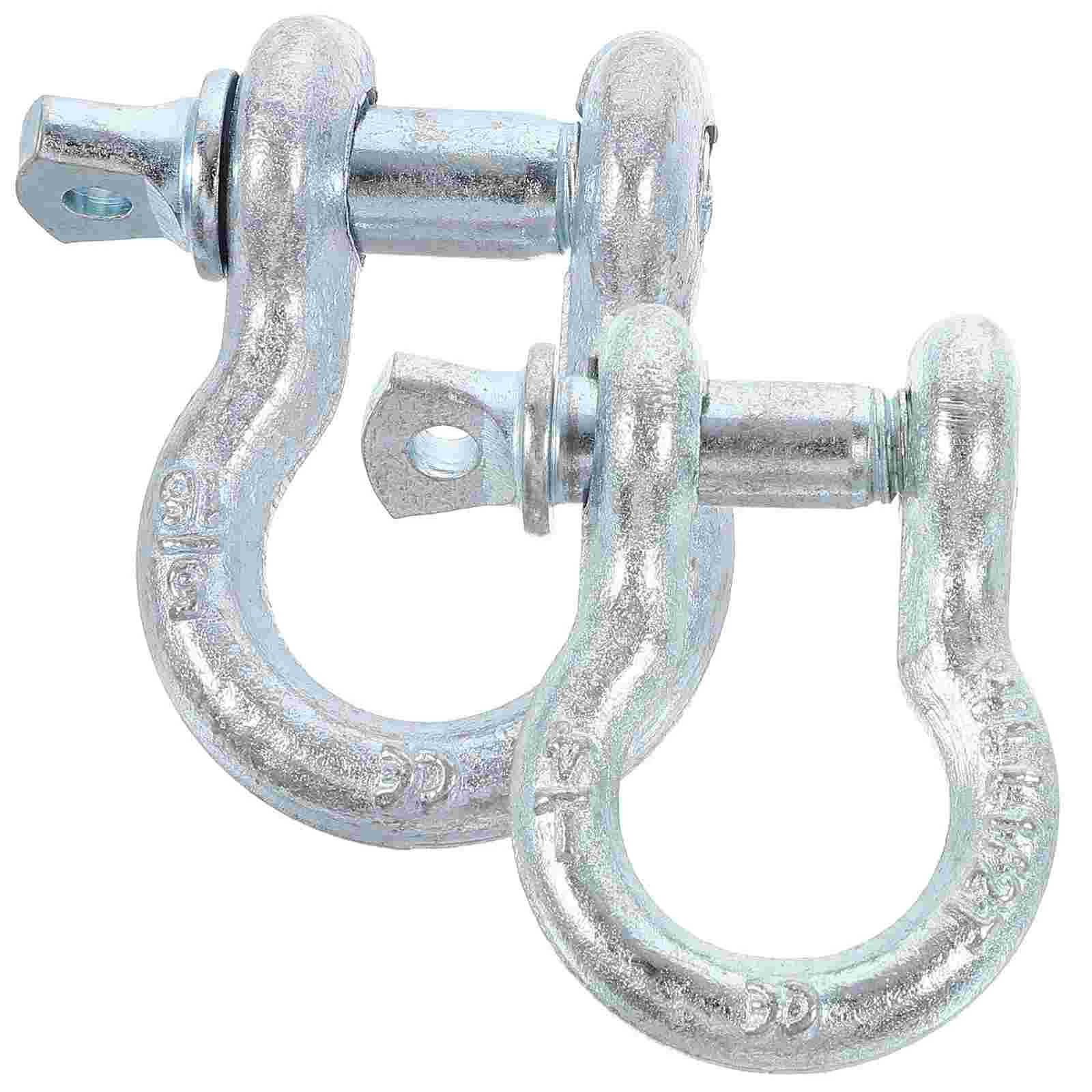 2 Pcs D Shaped Shackles 1 4 5 16 Inch Bow Galvanized Hooks for Lifting Rigging Trucks Heavy Duty Metal Towing Anchors Safe