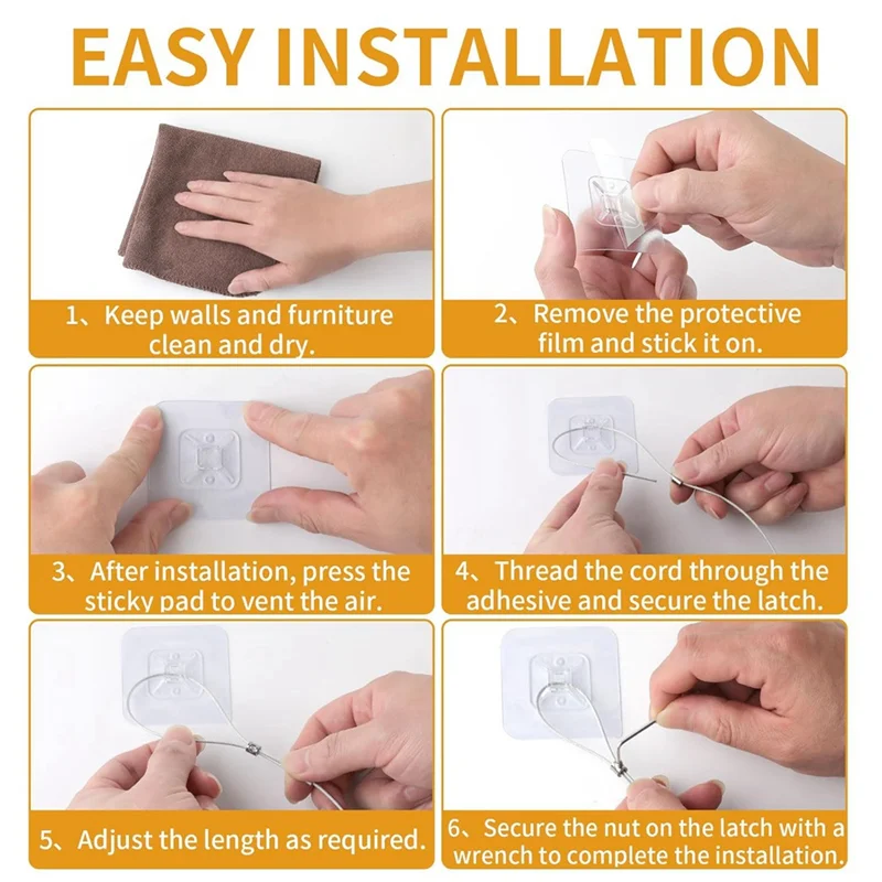 

ALIM-10 PCS Adjustable Anti-Tip TV Safety Straps, No-Drill Stainless Anchors For Flat-Screen TV Stability