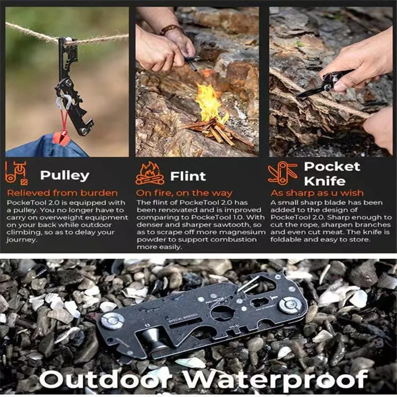 Portable multifunction  Stainless Steel Compact Multitool Combination 30 in 1 Mini Tool  EDC Tool for Daily Outdoor Carrying