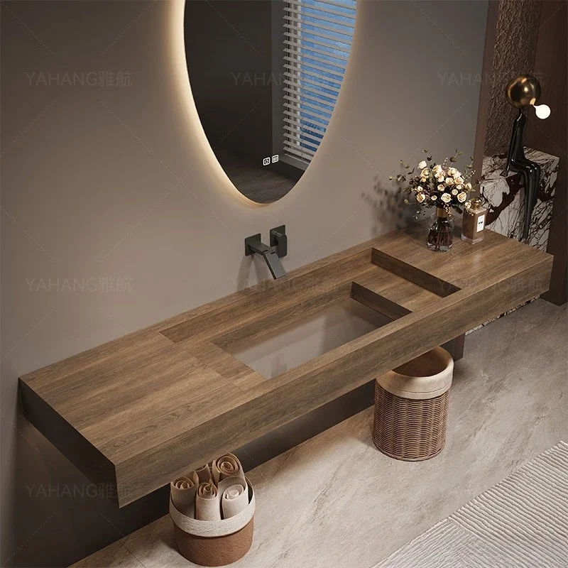 Slate transparent glass bottom washbasin light luxury high-end bathroom washbasin