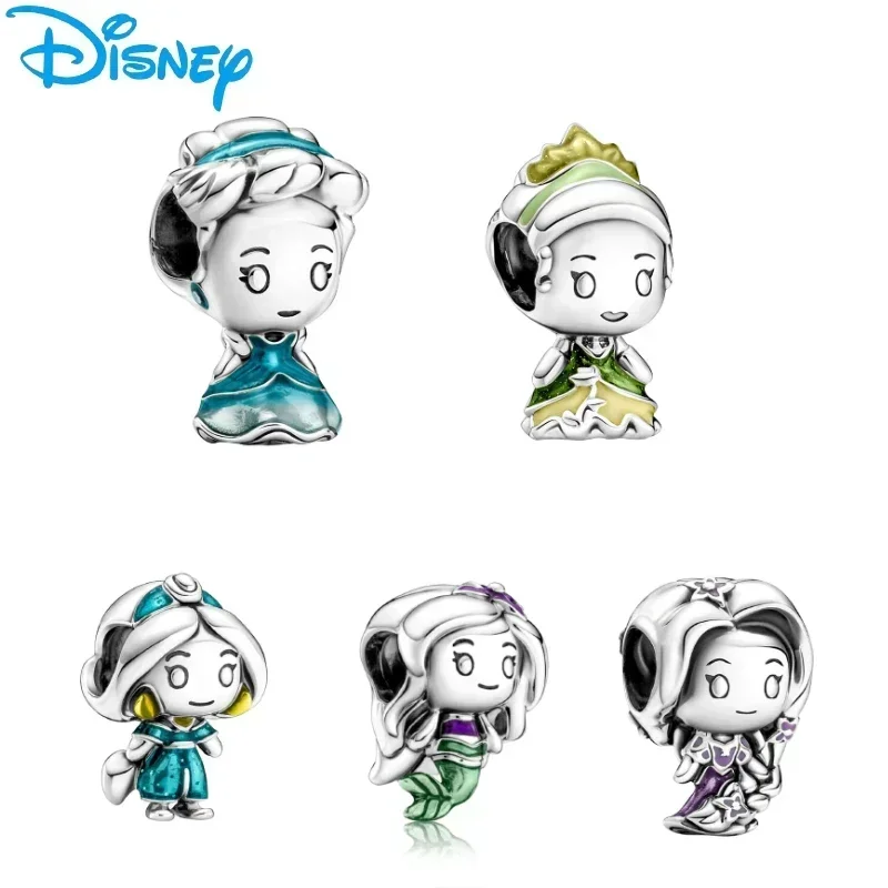 Disney Princess Jasmine Rapunzel Ariel Cinderella Belle Metal Anime Charm Women Accessories Kids Toys Bracelet Birthday Gifts