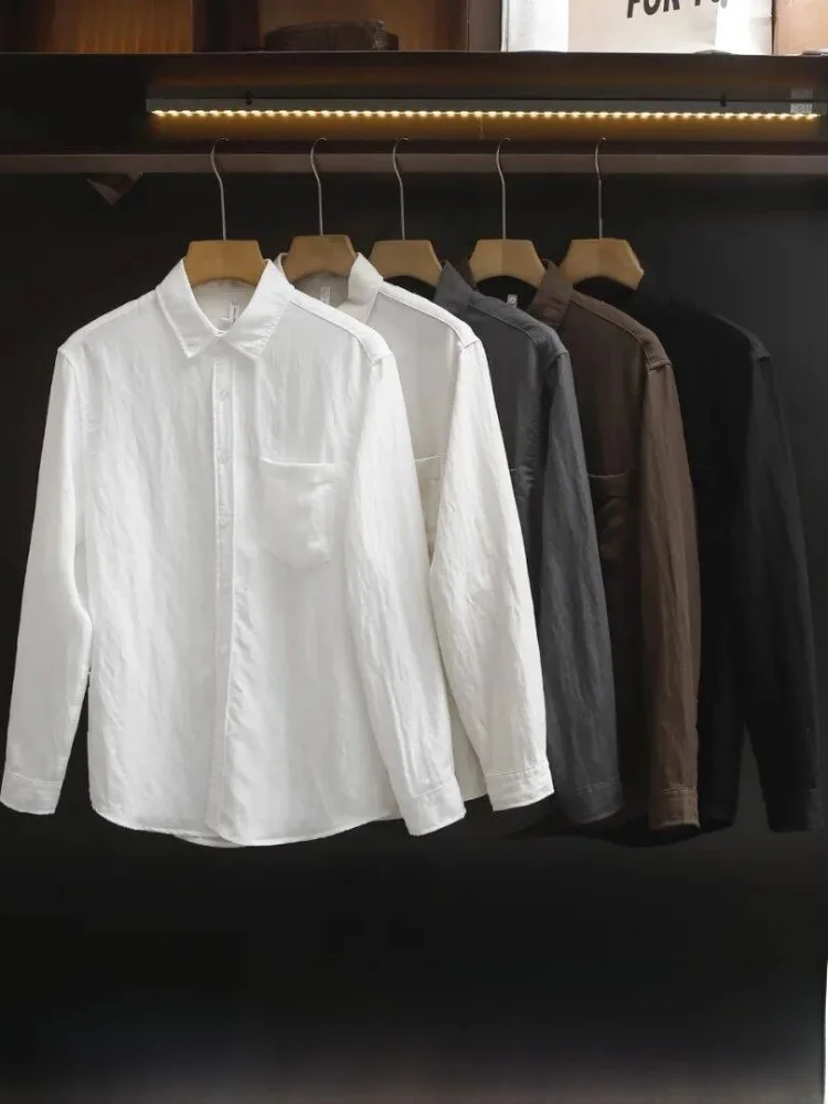 

Comfortable Men's Long Sleeve Shirt Casual Style Standard Fit Business Commute Fashionable All Seasons Lenzing Fabric