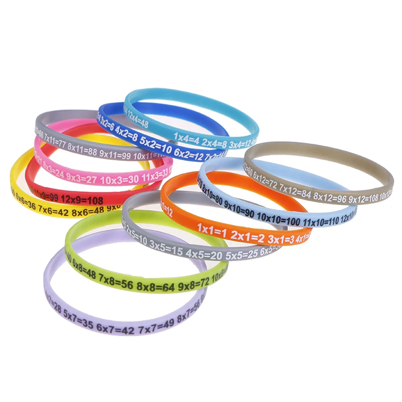 12Pcs/Set Multiplication Tables Soft Silicone Bracelet Learn Math Education Wristband For Kids Preschool Teaching Aids Math Toy