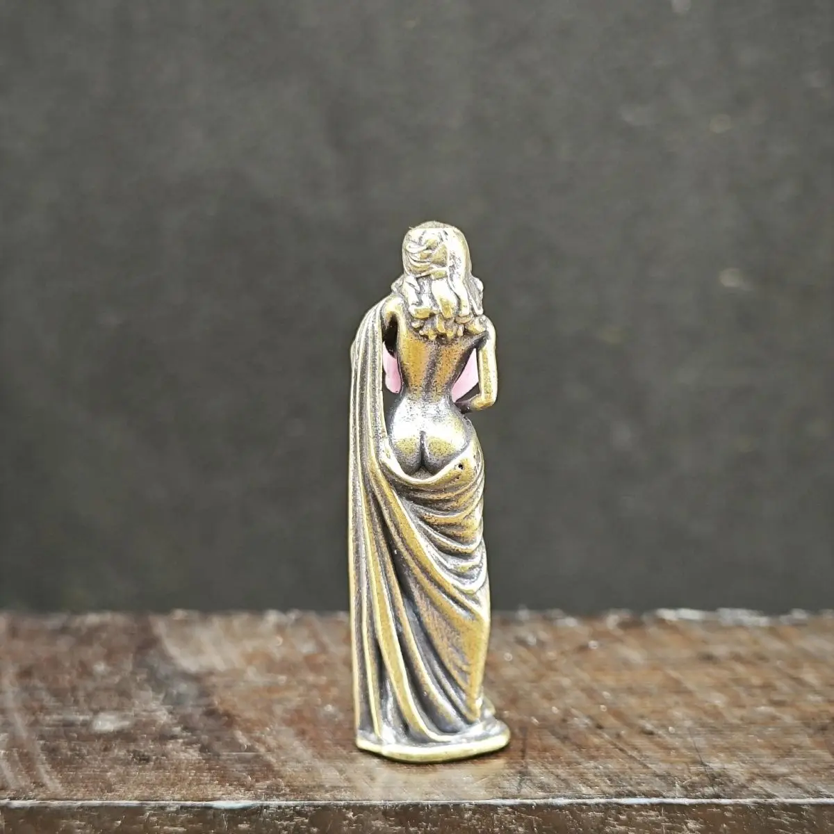 Brass Miniature Girl Doll Figurine | Indoor Decorative Micro Landscape Ornament, Collectible Home Desktop Accent