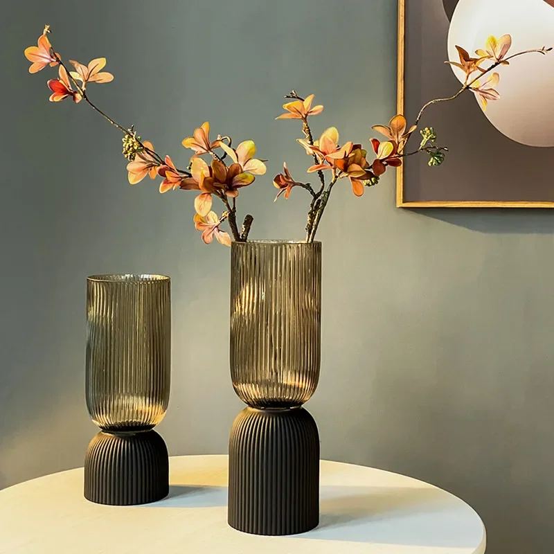 Minimalist Frosted Champagne Glass Vase Designer Recommends Ornaments Straight Tube Floral Ornaments Dining Room Flower Vase