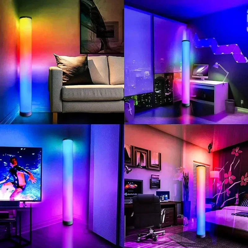 Led Vloerlamp Rgbic Woonkamer Hoek Omgevingslicht App Slimme Muziek Gesynchroniseerde Kleurverandering Kleurrijke Decoratieve