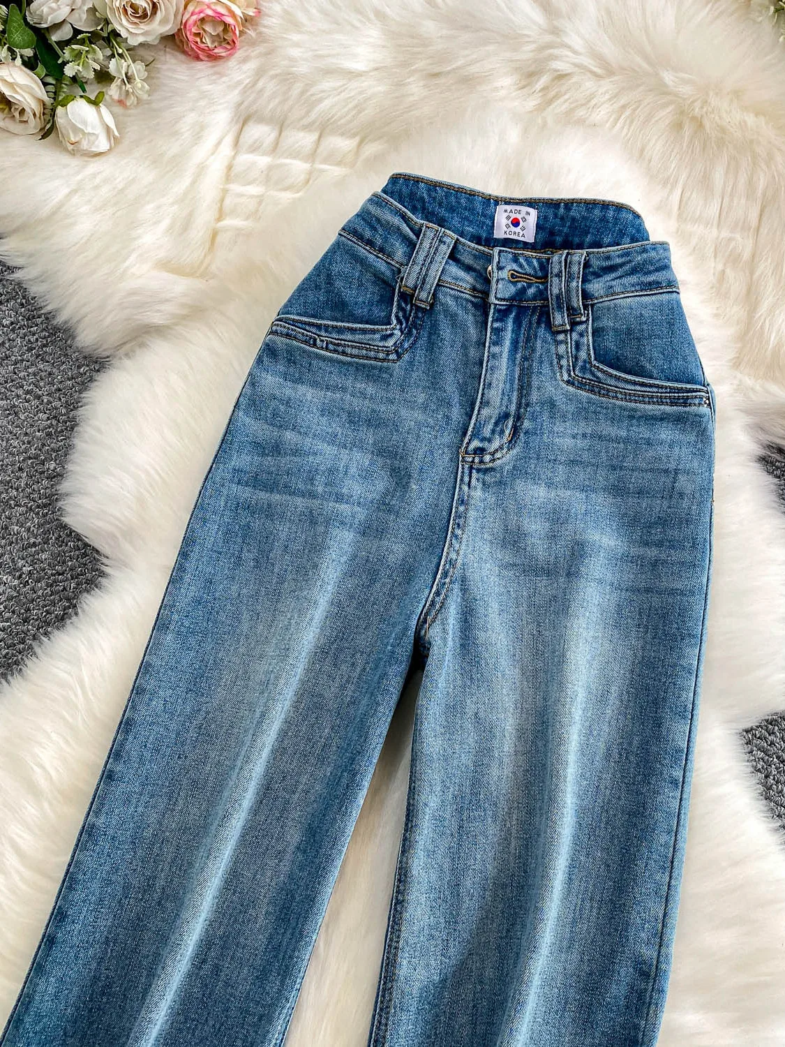 Retro High Waist Wide Leg Jeans Women's Autumn Winter Blue Elastic Fitted Bootcut Pants Casual Sle Vintage Flared Trousers