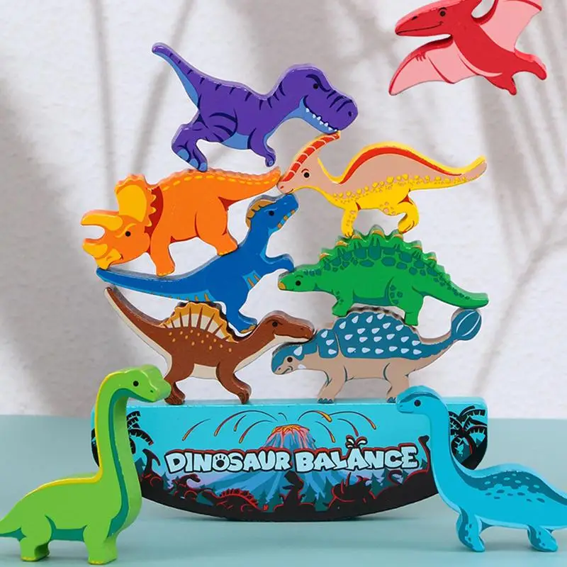 Dinosaur Stacking Toy Building Blocks Dinosaur Building Blocks Toy Portable Dinosaur Toys Balance Competition Game For Girls