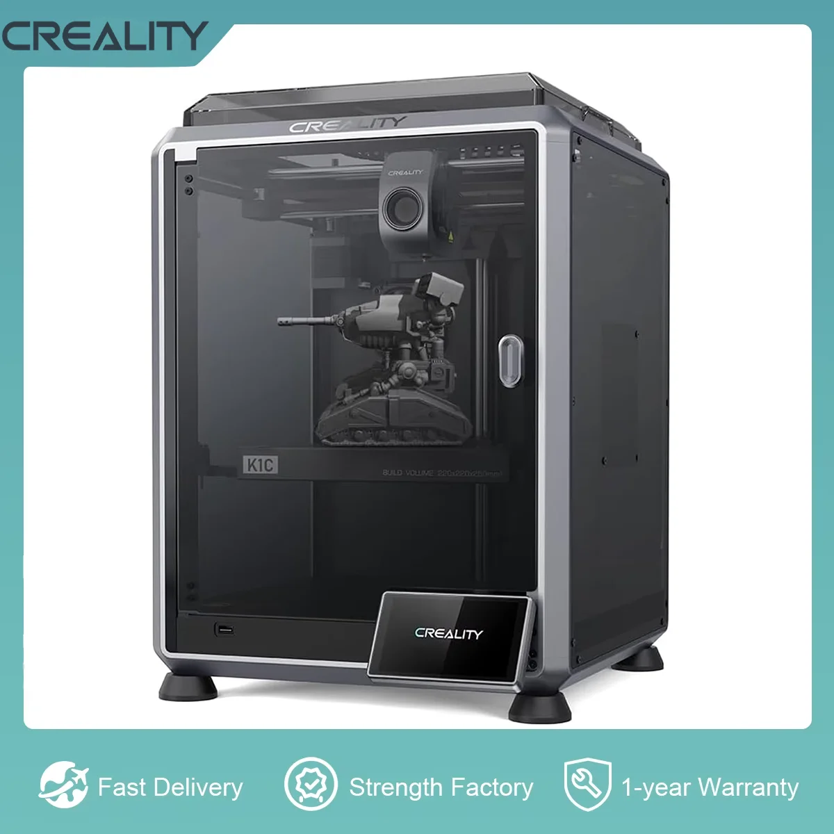 CREALITY K1C 3D Printer MAX 600mm/S AI Camera Printing Stable Frame Auto Leveling Quick-swap Tri-metal Unicorn Nozzle Upgrade K1