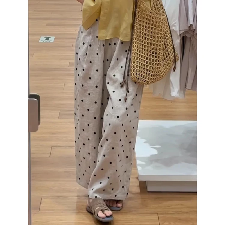 Qui sec glace soie taille élastique pantalons décontractés femmes été 2025 nouveau japonais Sle paresseux drapé longueur de plancher pantalon