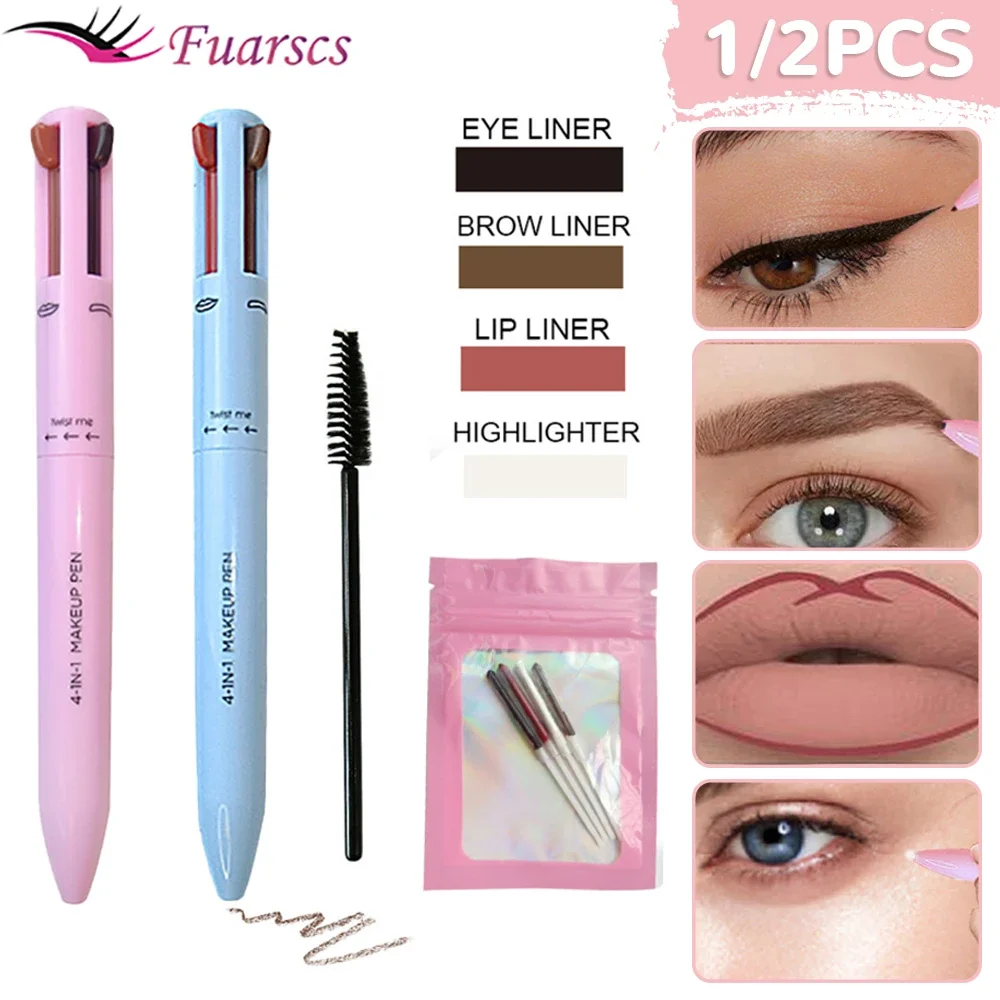 

4 In 1 Makeup Pen Eyebrow Pencil Waterproof Drawing Eye Brow Long Lasting Easy Color Eyeliner Eyebrow Pen Sweatproof Makeup Pen