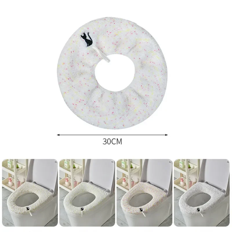 Winter Warm Toilet Seat Cover Mat Bathroom Toilet Pad Cushion with Handle Thicker Soft Washable Closestool Warmer Accessories