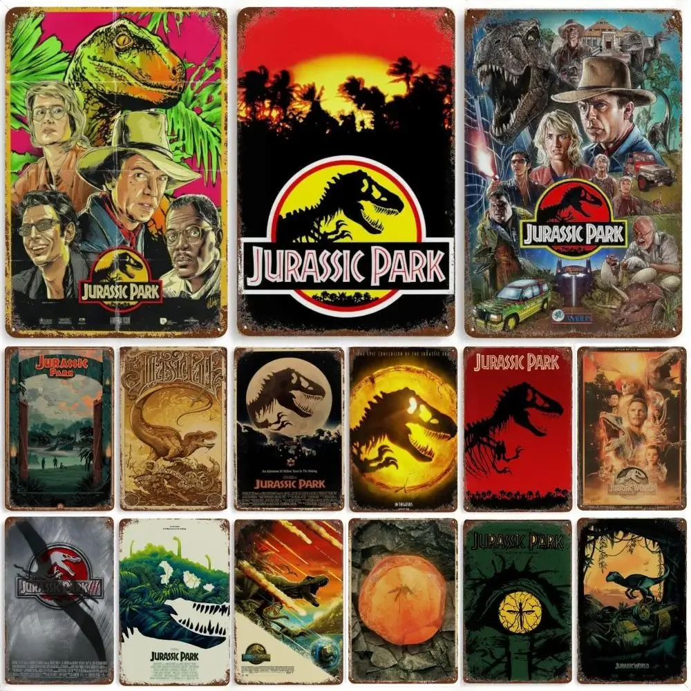 Classic Jurassic Park Film Retro Metal Sign Old Movie Metal Plaque Poster Vintage Wall Plate Bar Club Man Cave Home Wall Decor