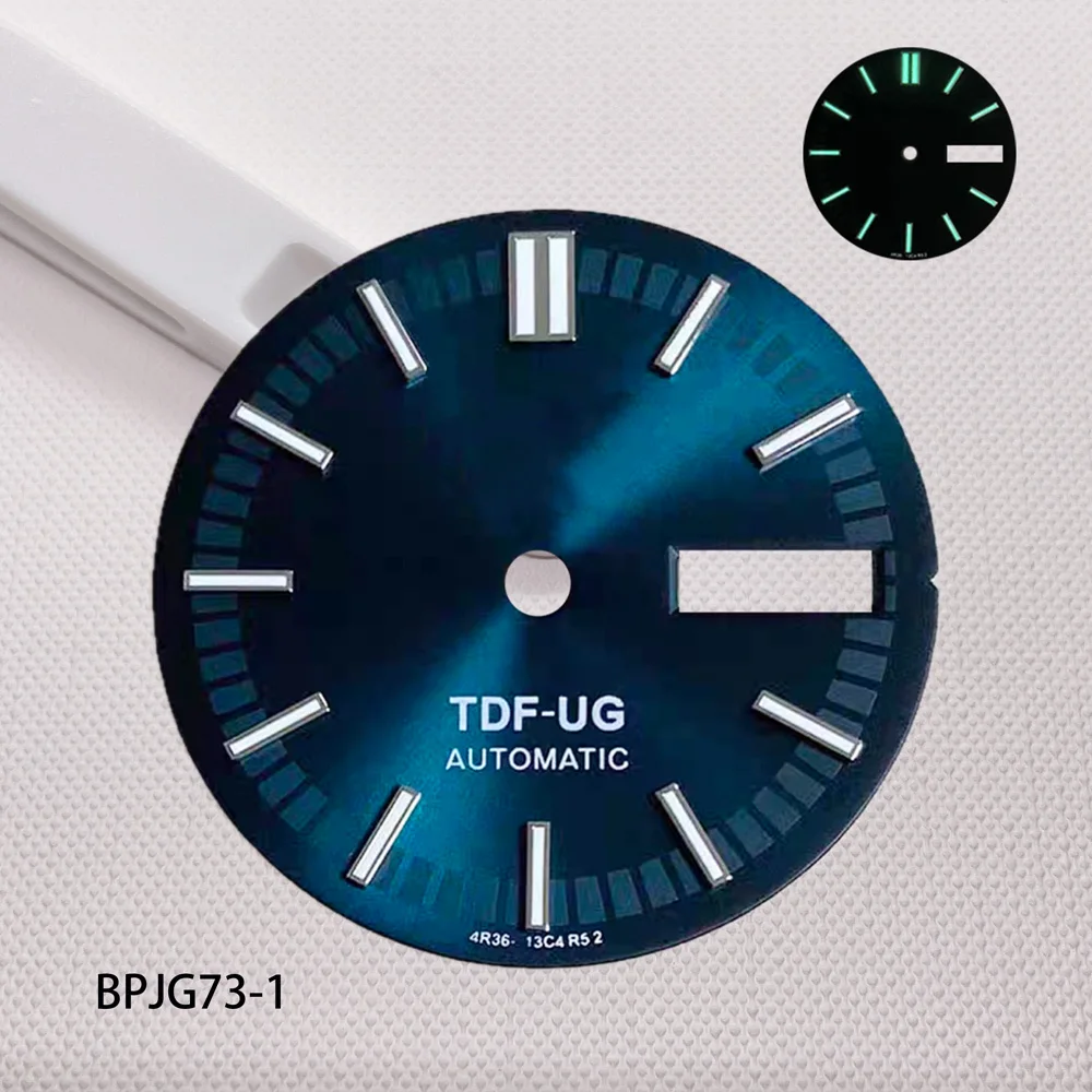 جديد 28.5 مللي متر 5 فتحات TDF-UG قرص أخضر مضيء ، مناسب لملحقات ساعة الحركة الأوتوماتيكية NH35/36 حسب الطلب