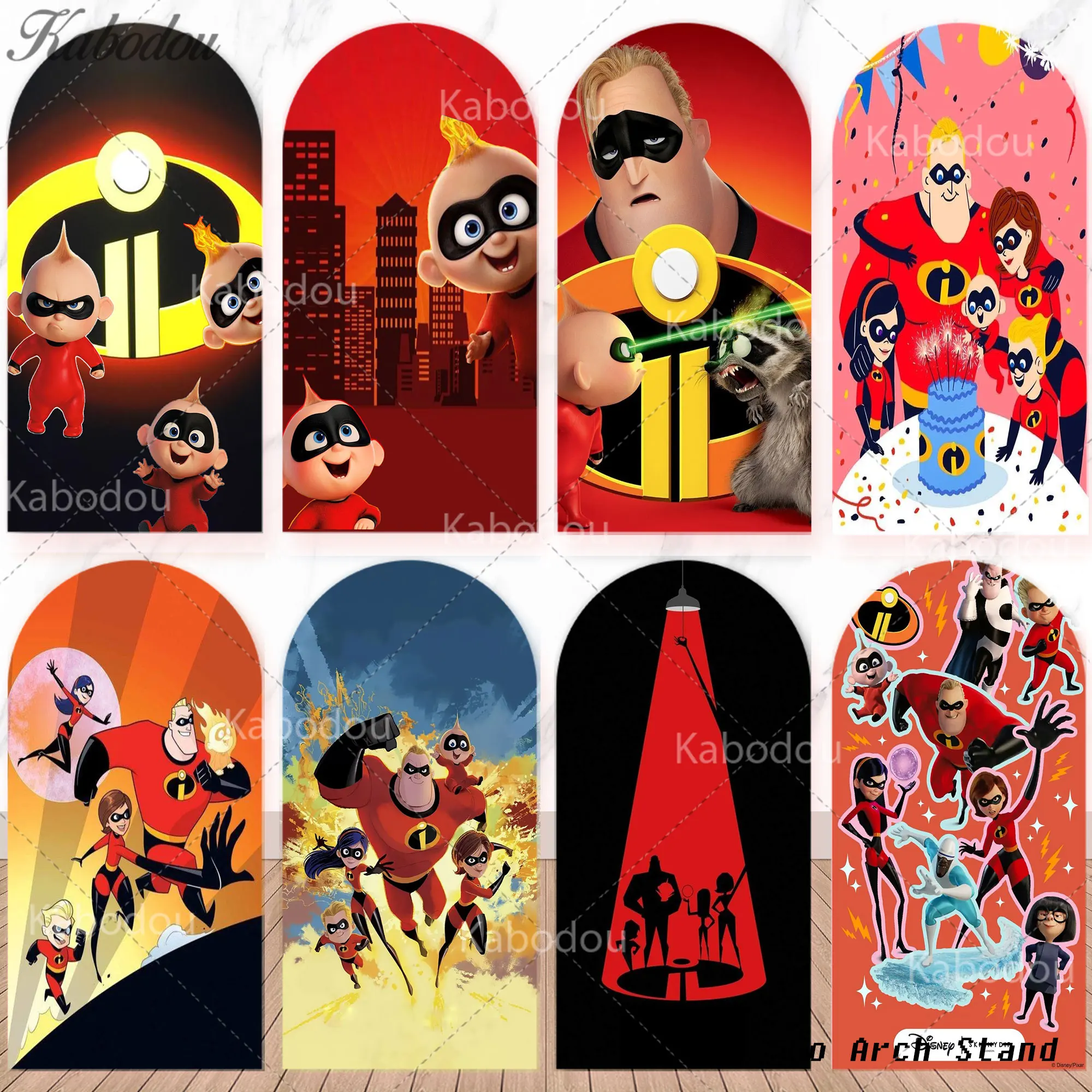 

The Incredibles Theme Arch Background Kids Boys Happy First Birthday Party Red Decorations Banner Baby Shower Photography Props