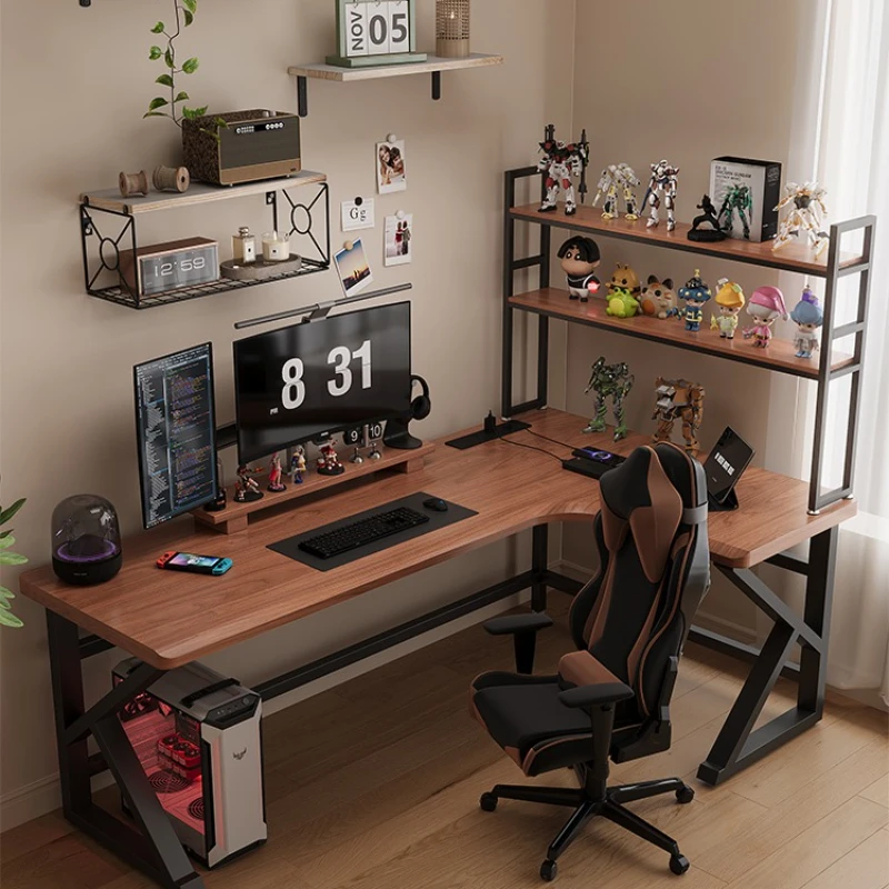 Scrivania per computer ad angolo in legno massello desktop casa camera da letto scrivania ad angolo a forma di L e-sport