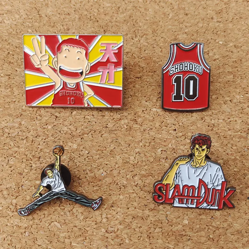 

Slam Dunk Sakuragi Hanamichi Anime Lapel Pins Backpack Jeans Enamel Brooch Women Fashion Jewelry Gifts Basketball Cartoon Badges