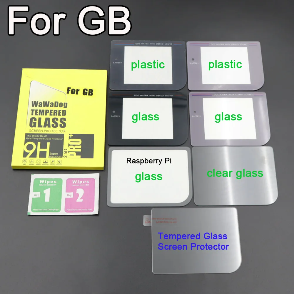 1Set für GB-Spielkonsole, Displayschutzfolie, Kunststoffglas, Displayschutzfolie + Displayschutzfolie aus gehärtetem Glas