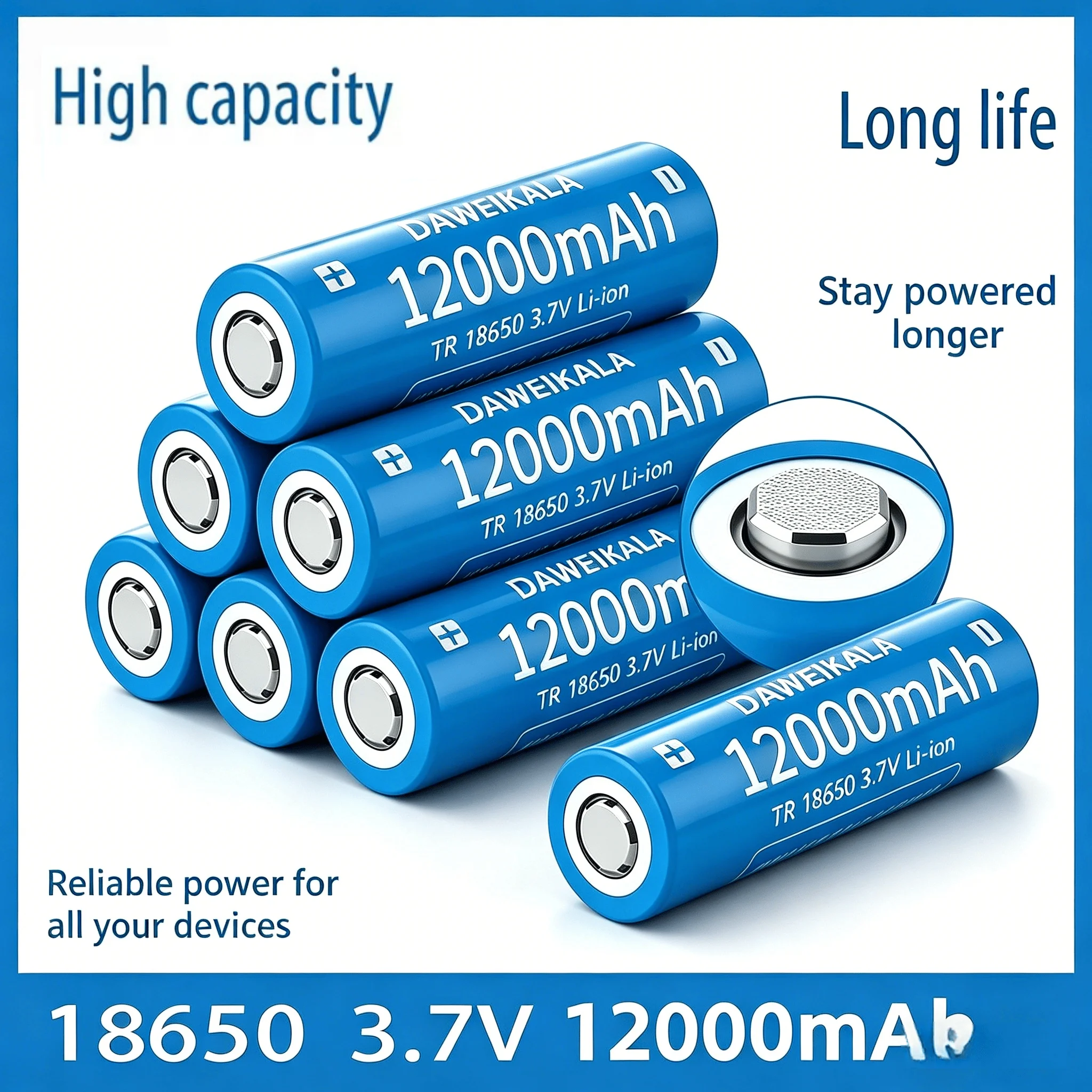 2026 New 18650 3.7V 12000mAh Rechargeable Li-ion Battery For Flashlight Torch Headlamp Rechargeable Battery Drop