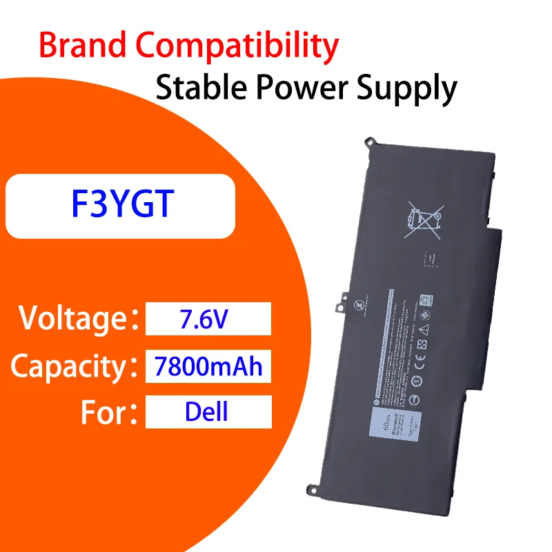 

High Quality Replacement Laptop Battery For Dell F3YGT E7280 E7290 E7380 E7390 7800mAh 7.6V Rechargeable Li ion Battery