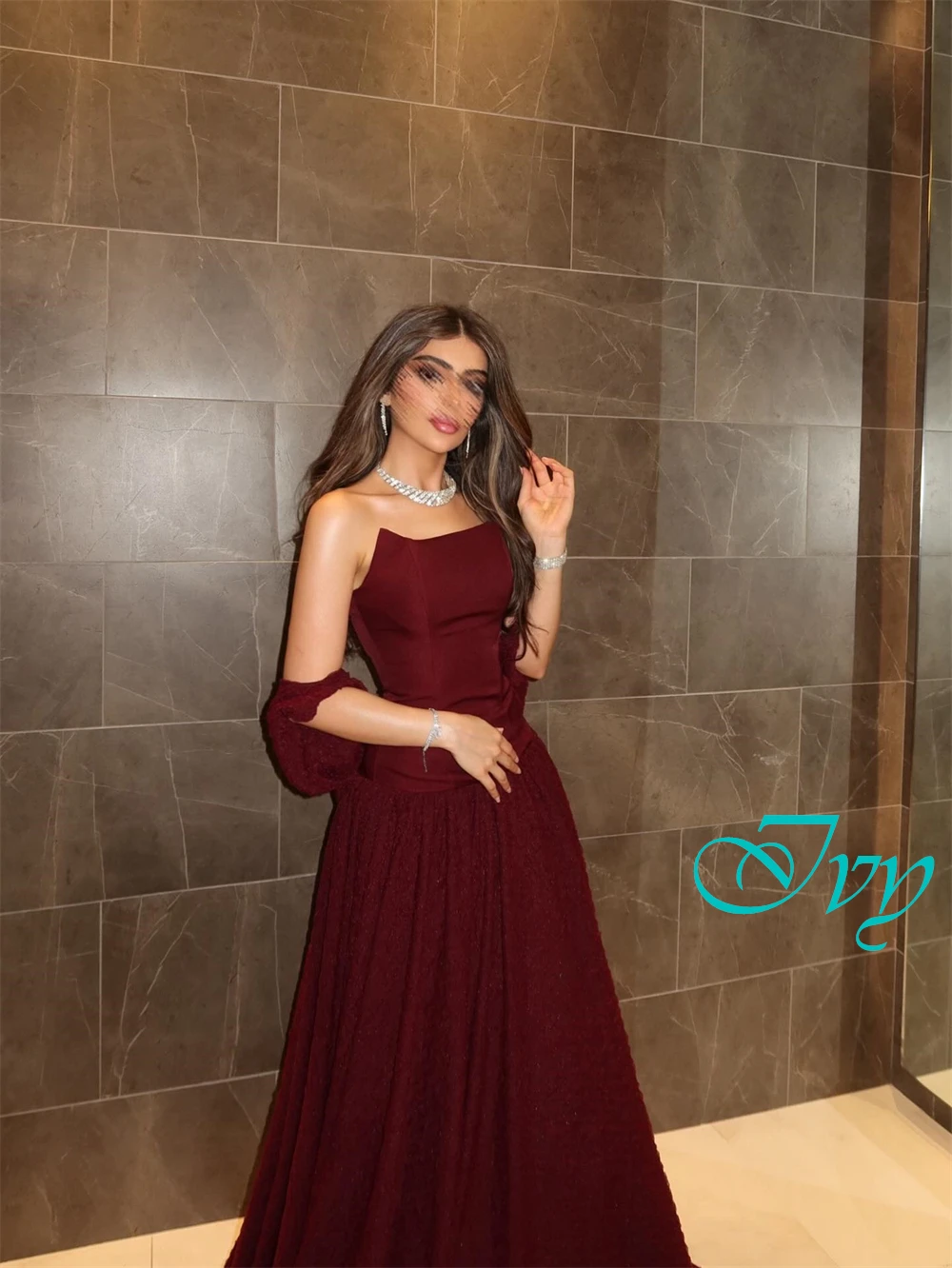 Op maat gemaakte prachtige jersey strapless avondjurk Eenvoudige mouwloze galajurken Luxe sweep trein Jurken voor speciale gelegenheden