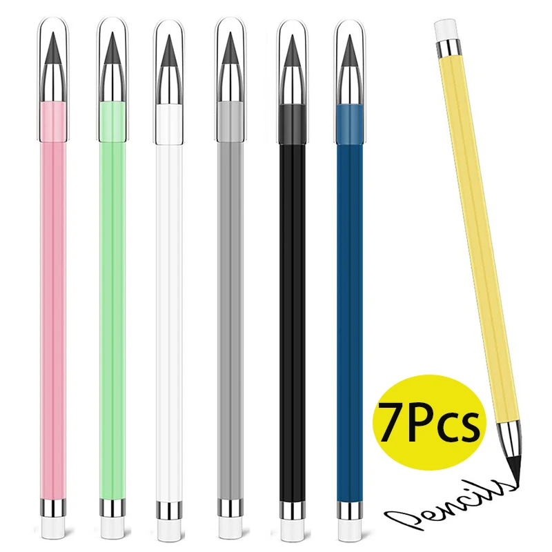 7Pcs Infinity Pencil Inkless Pencil Forever Pencil NO-Sharpening Pencils for Kids Writing Drawing Students