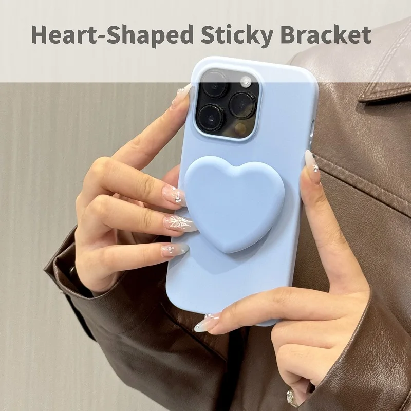 

Heart Shaped Sticky CellPhone Grip Holder for Smartphone Foldable Finger Grip Stand Silicone Heart Sticky P-Socket GripTok