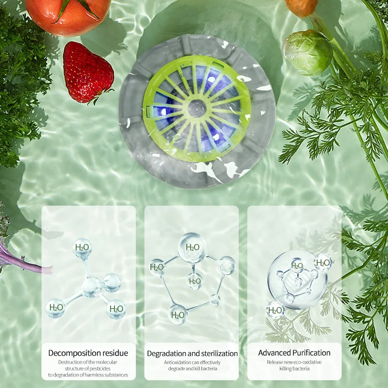Fruit Cleaner Bowl Portable Fruit Washer Bowl Electric Food Purifier Automatic Water Cleaning Machine for Washing Draining Meat